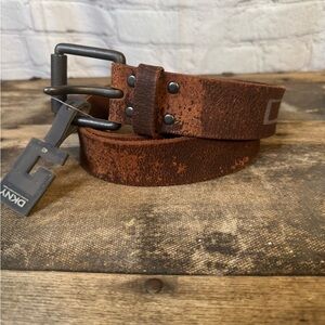 DKNY men’s distressed leather belt size 40- Gunmetal Buckle NWT